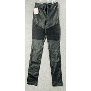Hammer Jeans Los Angeles Black Moto PU  Pants Size 0 NWT